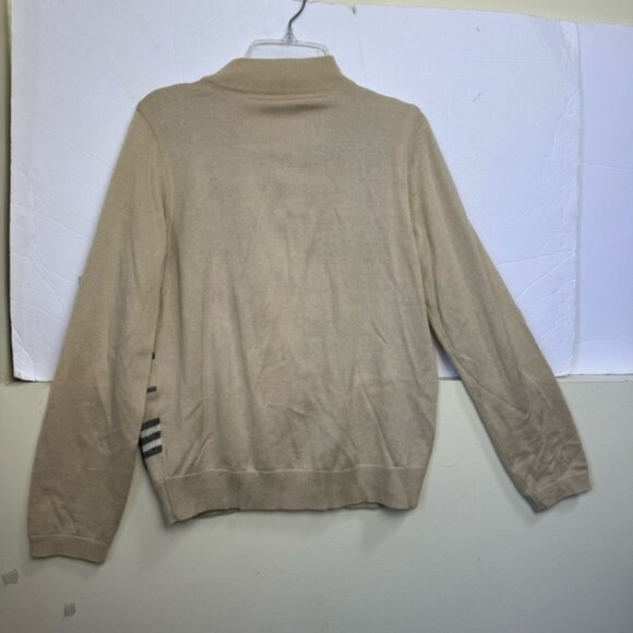 BALENCIAGA Nova Check Zip Cardigan Knit Jacket Sweater Logo Neutral Tan Wool S - Picture 4 of 16